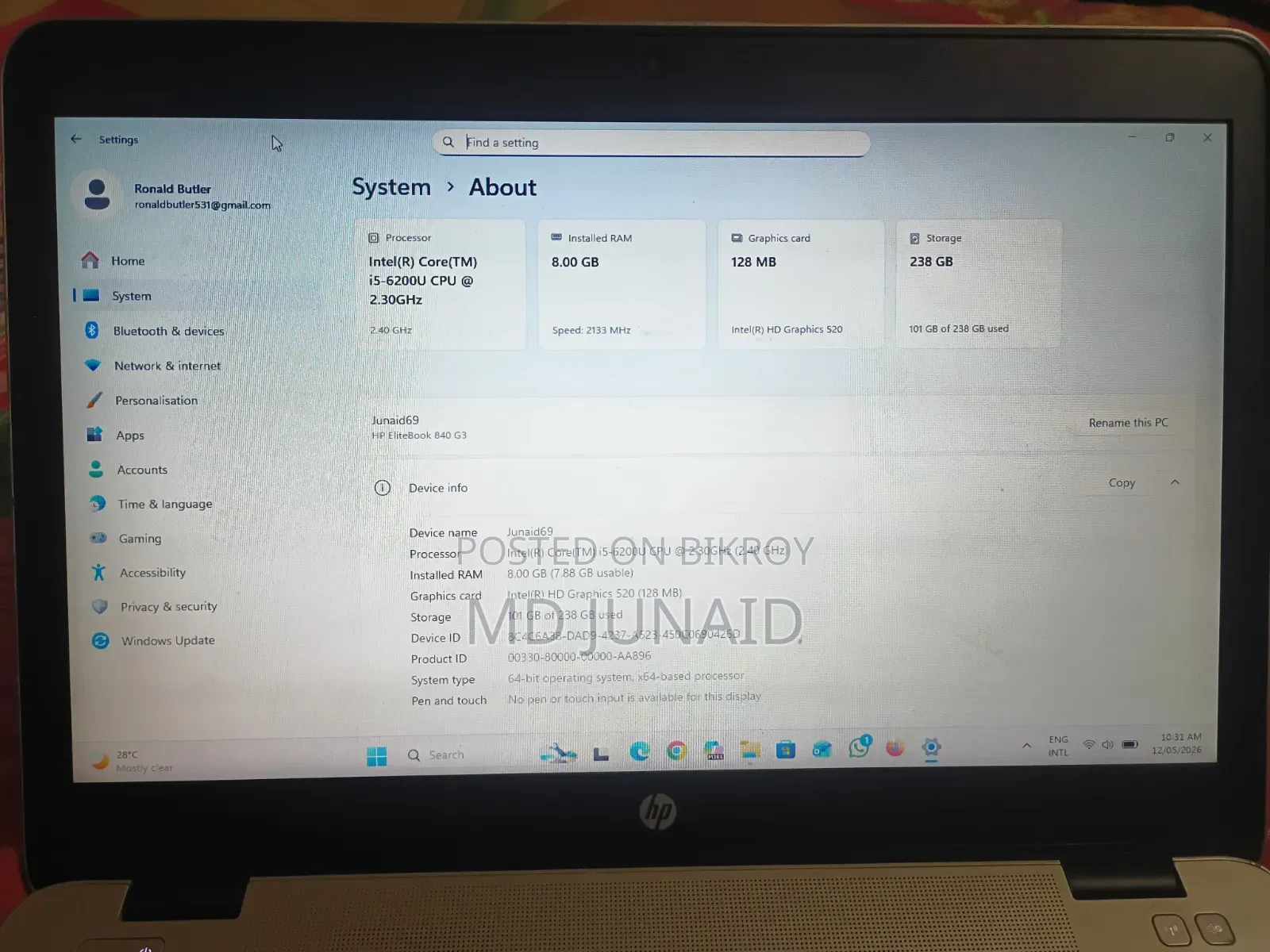 Laptop HP EliteBook 840 G3 8GB Intel Core I5 SSD 256GB