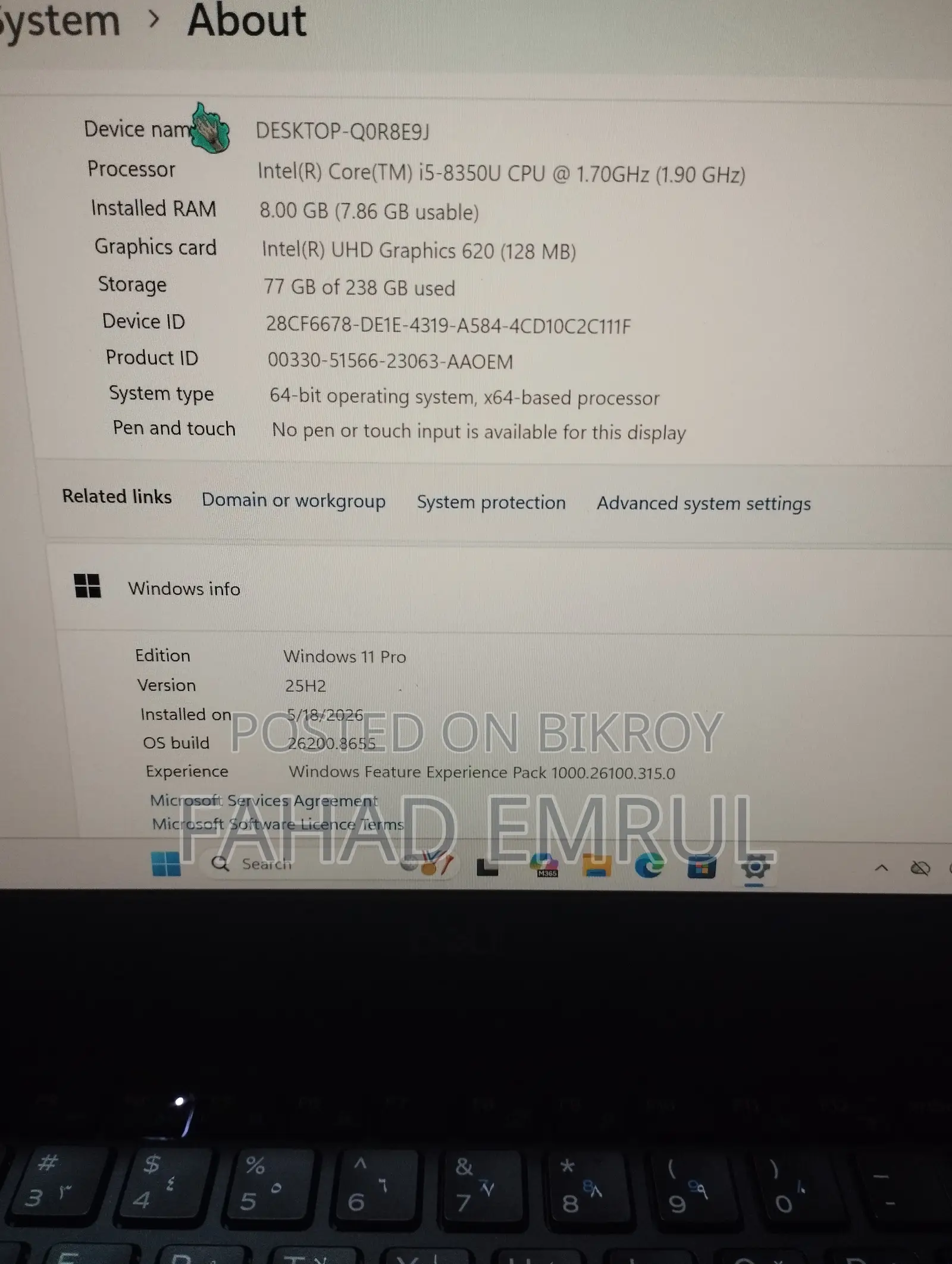 Laptop Dell Latitude 5400 8GB Intel Core I5 HDD+SSD 256GB