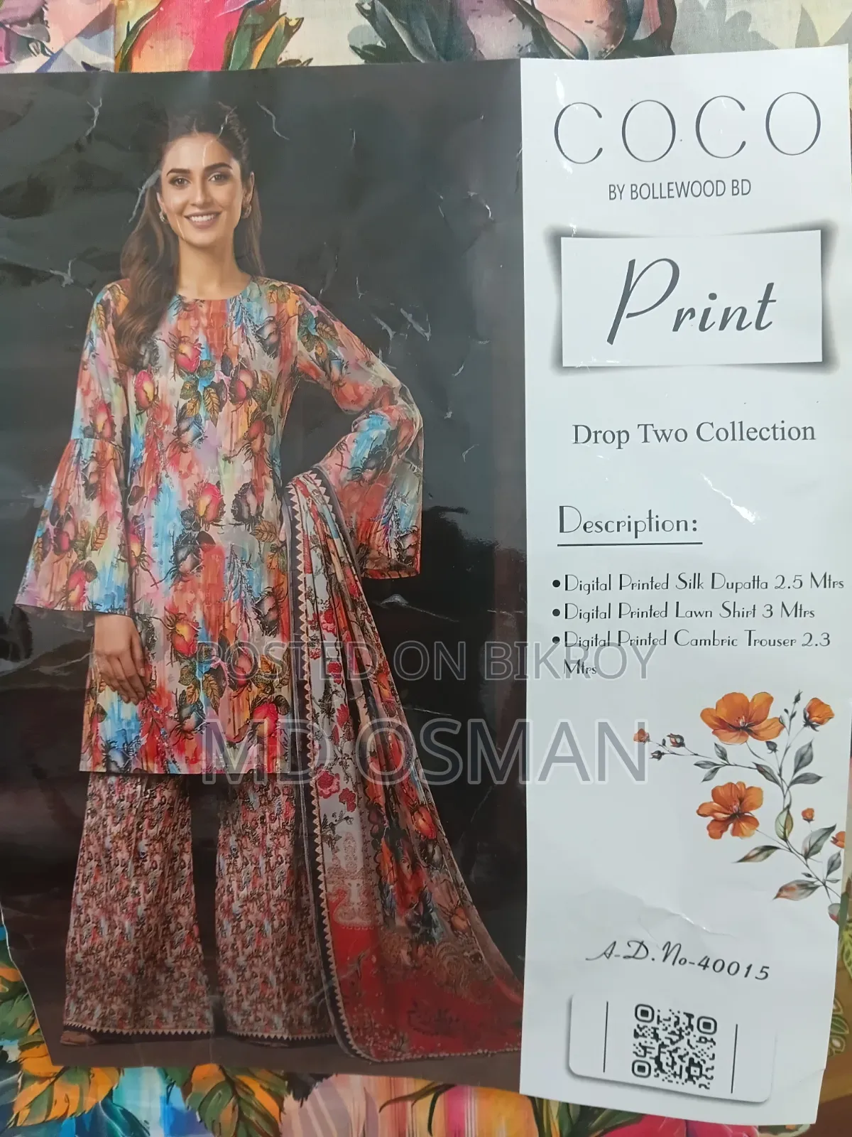 100% Original Cotton Digital Print Three Piece for Woman