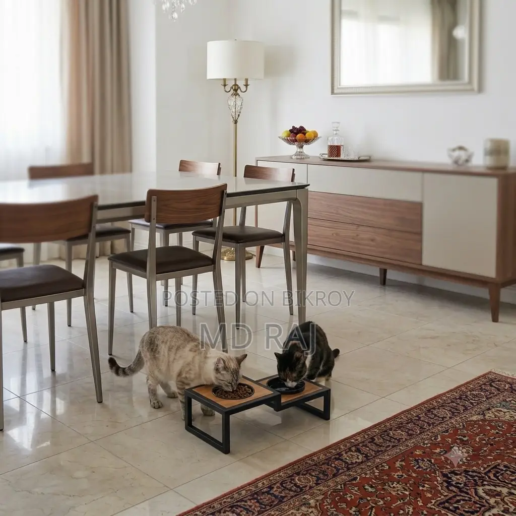 Premium Elevated Cat Dining Station | Food Water Bowl Stand