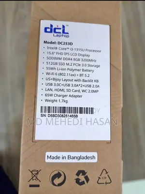 Laptop 8GB Intel Core i3 SSD 512GB