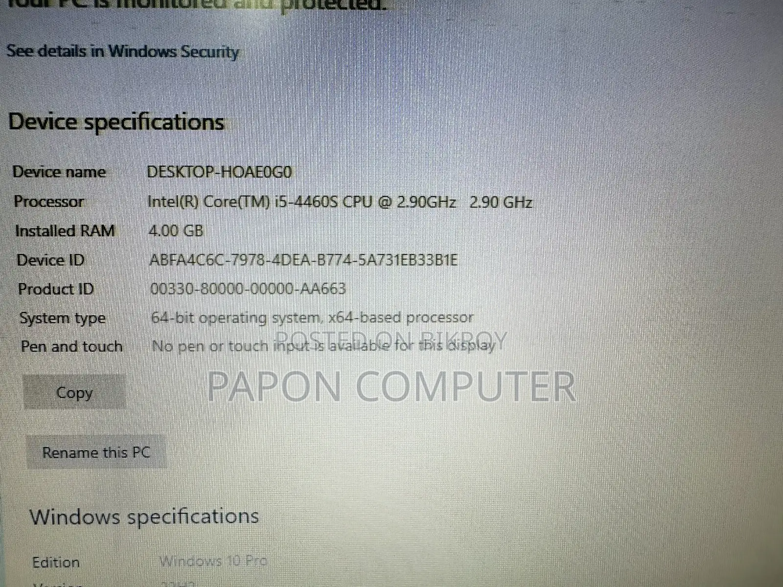 Desktop Computer 4GB Intel Core i5 SSD 128GB