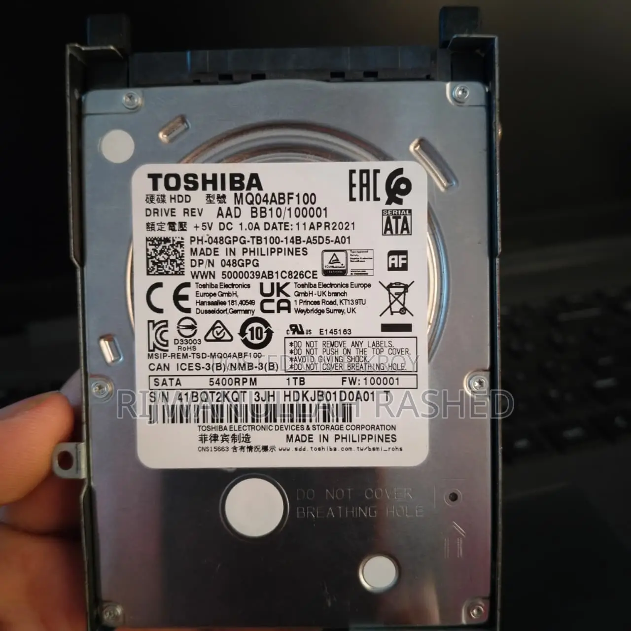 Toshiba 1tb Laptop HDD (100% Health, Fresh Condition)