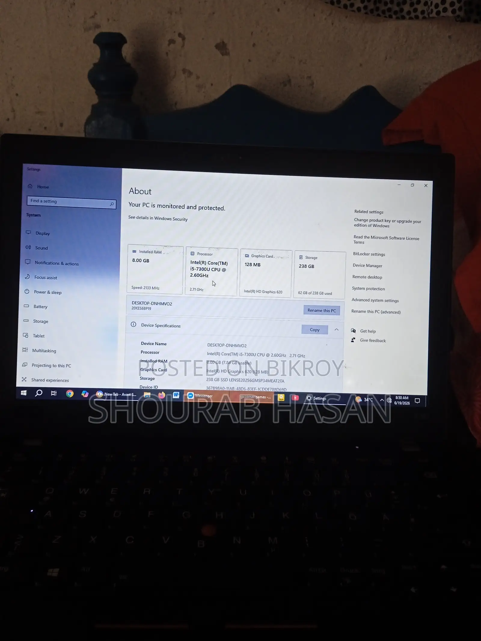 Laptop Lenovo ThinkPad T470 8GB Intel Core i5 SSHD+SSD 256GB