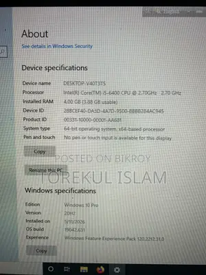 ডেস্কটপ কম্পিউটার Gigabyte GB-BACE-3000 4GB Intel Core I5 HDD+SSD 512GB
