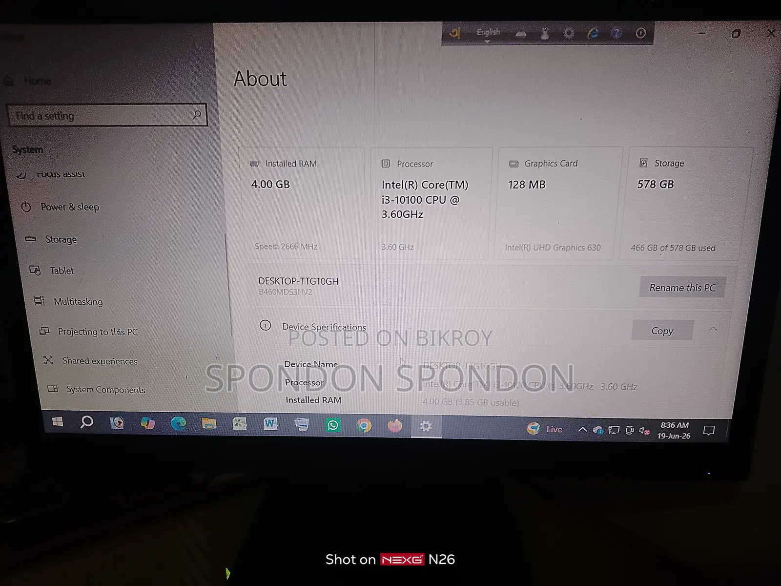 Gigabyte GA-H110MSTX-HD3-ZK 4GB Intel Core i3 HDD+SSD 640GB