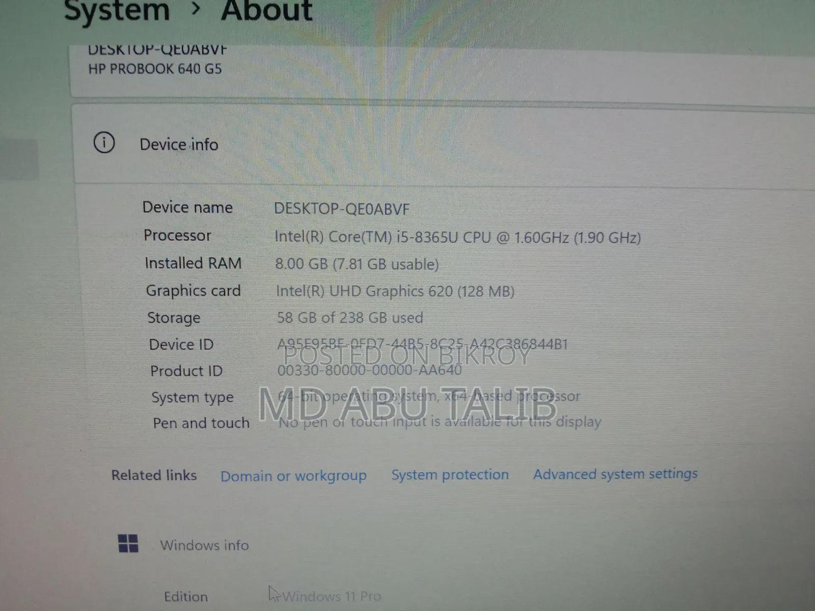Laptop HP ProBook 640 G5 8GB Intel Core i5 SSD 256GB