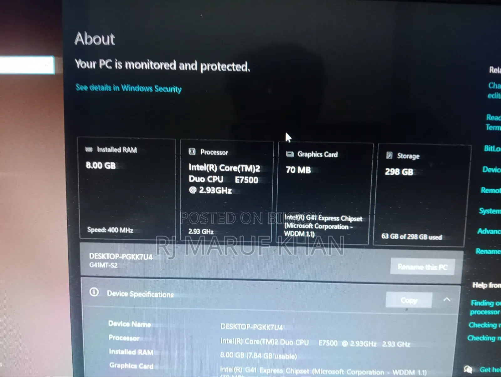 Desktop Computer Gigabyte GB-BXA8-5545 8GB Intel Core 2 Duo HDD 320GB