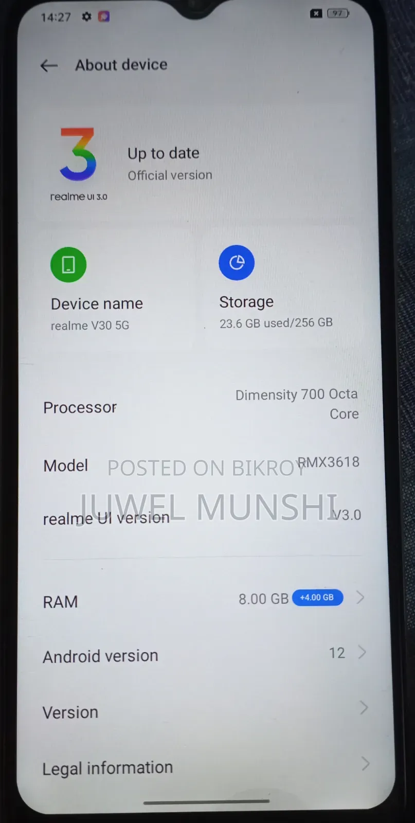 Realme V30 128 GB Rose Gold