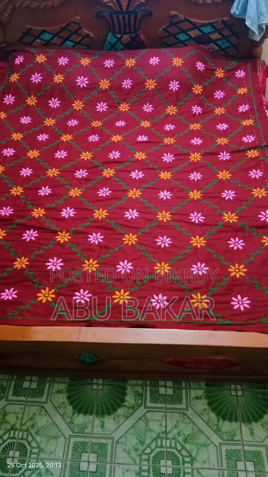 Red-Maroon Nakshi Kantha with exquisite handwork and a touch of tradition