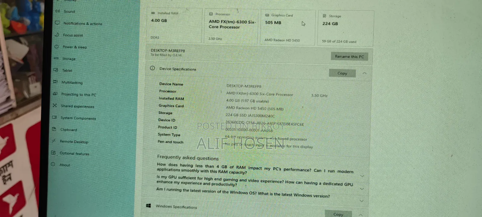 Desktop Computer Gigabyte GB-BPCE-3350 4GB AMD Ryzen 5 SSD 256GB