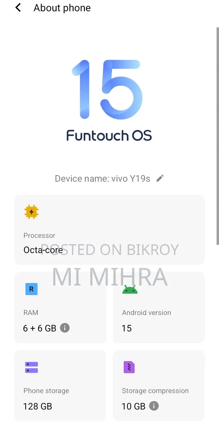 Vivo Y19s 128 GB Gray