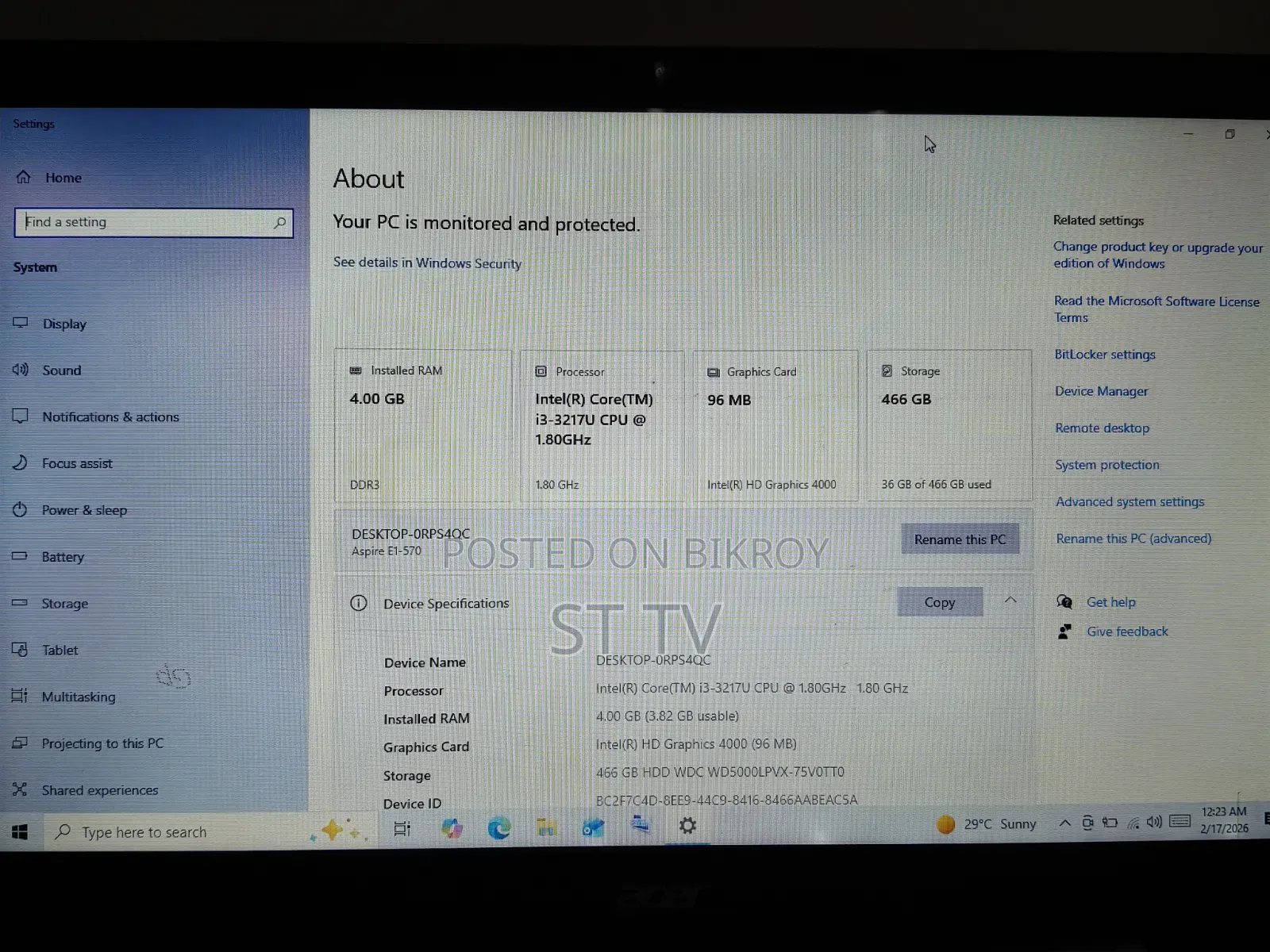 Laptop Acer Aspire 1350 4GB Intel Core I3 SSD 500GB
