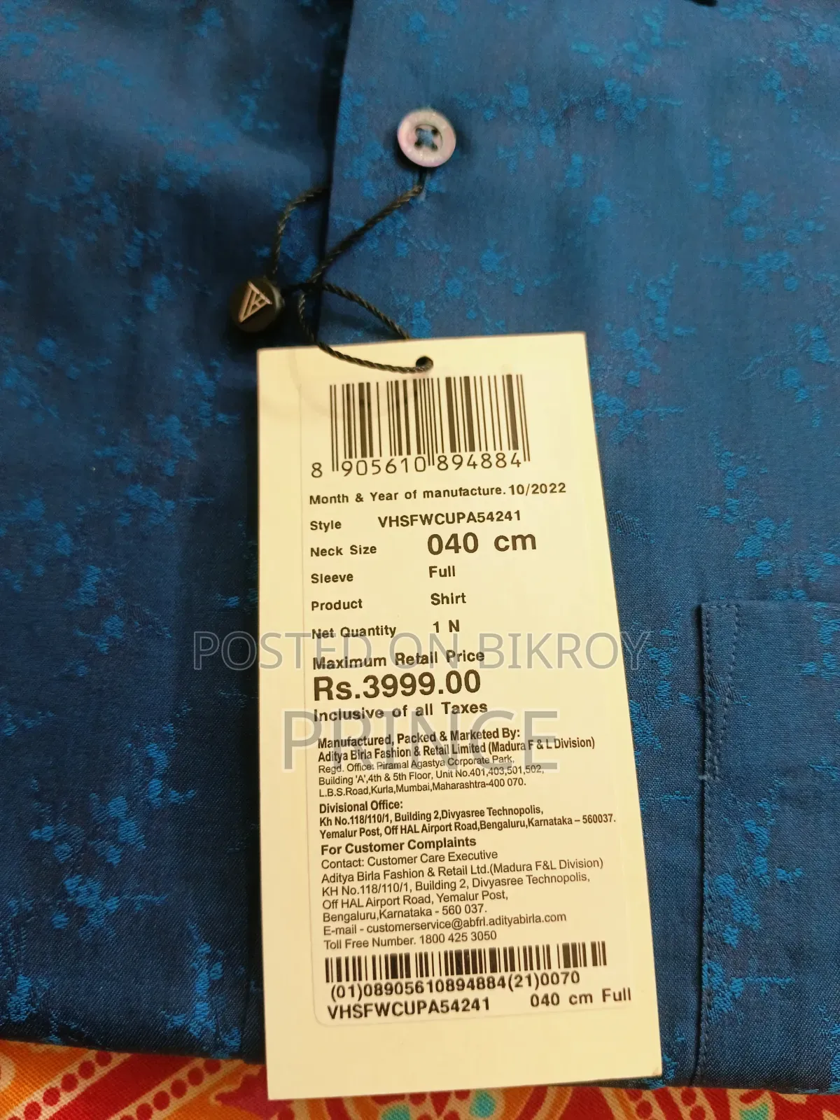 Van Heusen Worldwear Full Shirt Brought from Bangalore