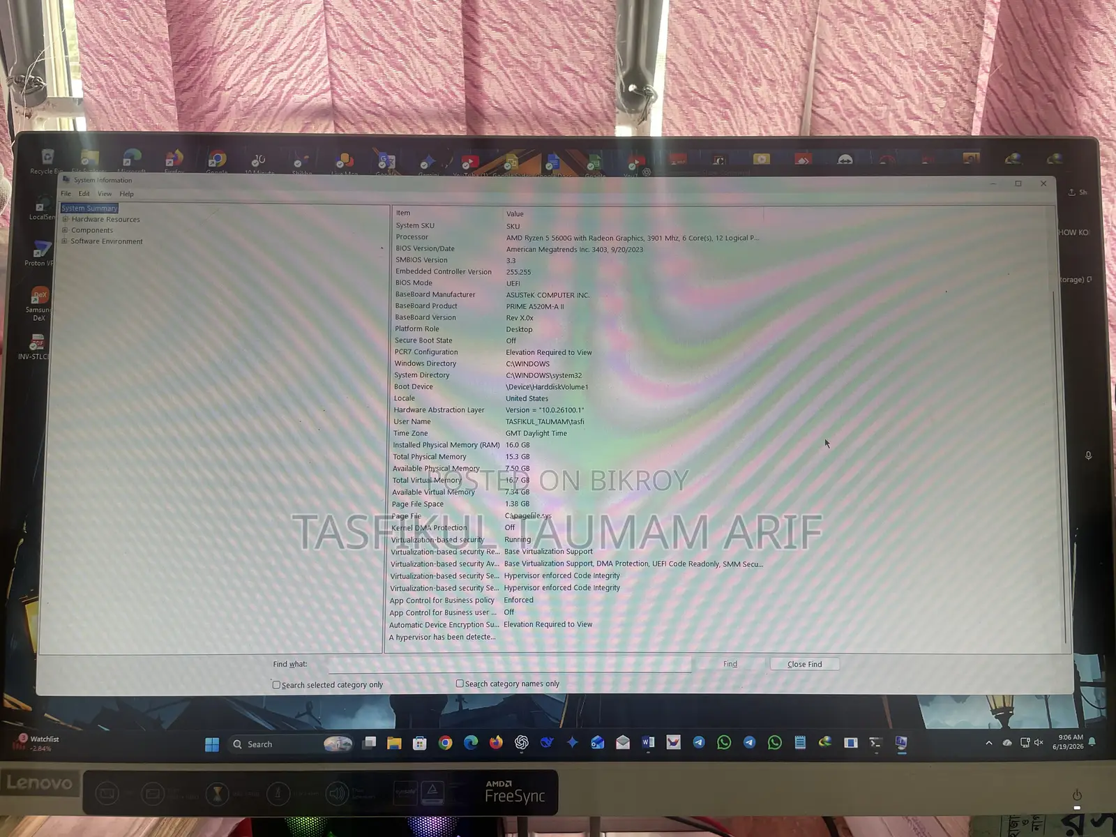 Desktop Computer Asus 16GB AMD Ryzen 5 SSD 1T