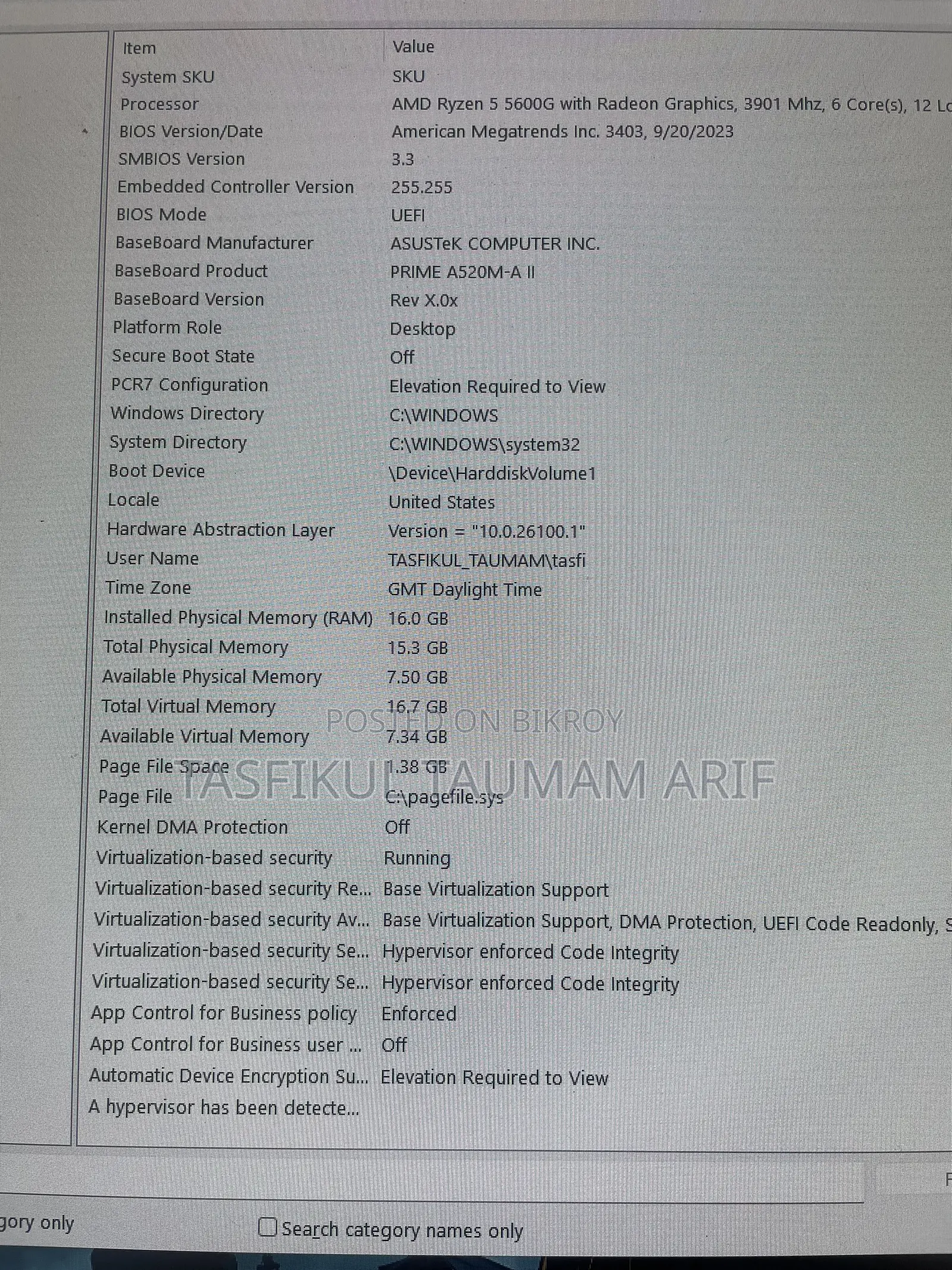 Desktop Computer Asus 16GB AMD Ryzen 5 SSD 1T