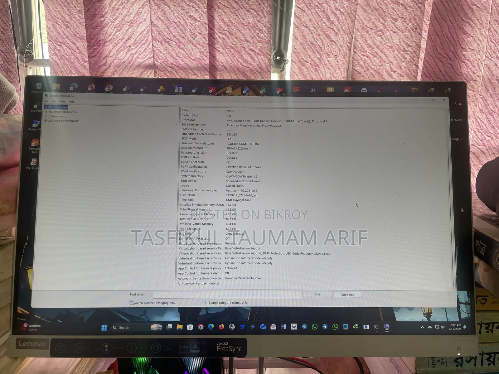 Desktop Computer Asus 16GB AMD Ryzen 5 SSD 1T