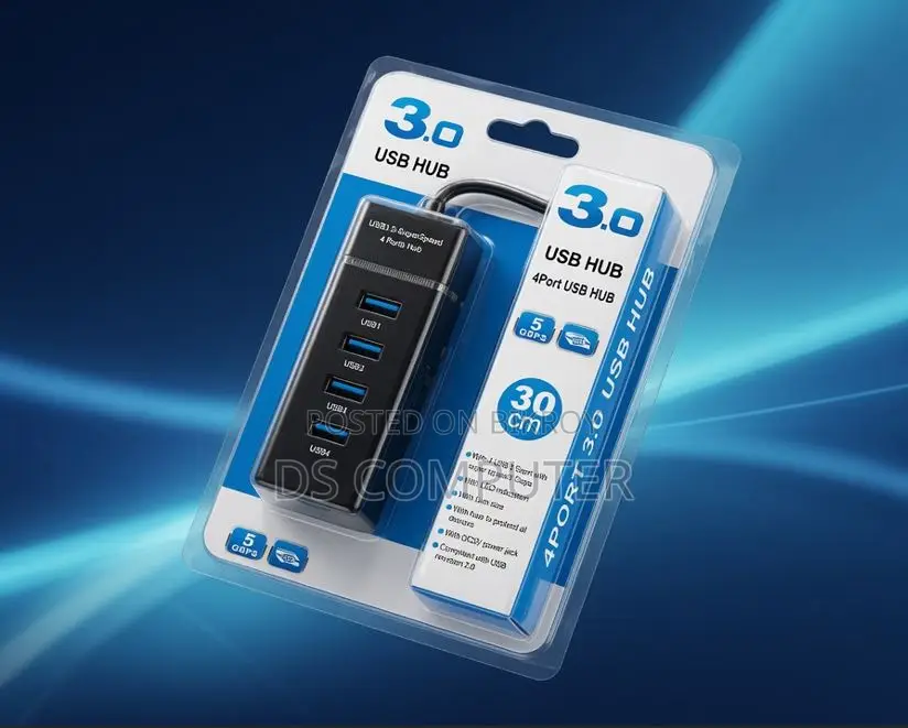 4-Port High-Speed USB 3.0 Hub With 30cm Cable
