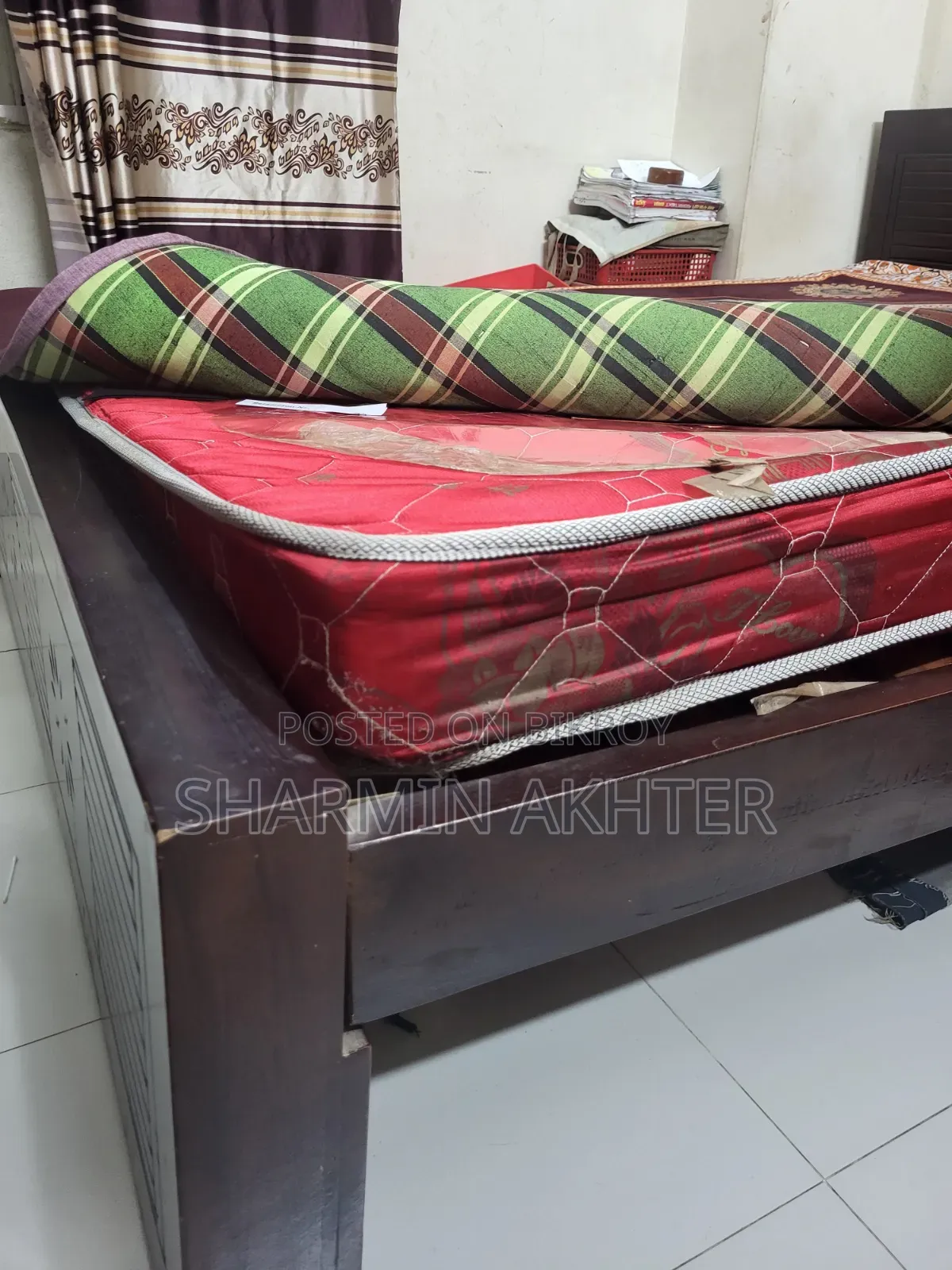 Malaysian Wood Bed with Mattress