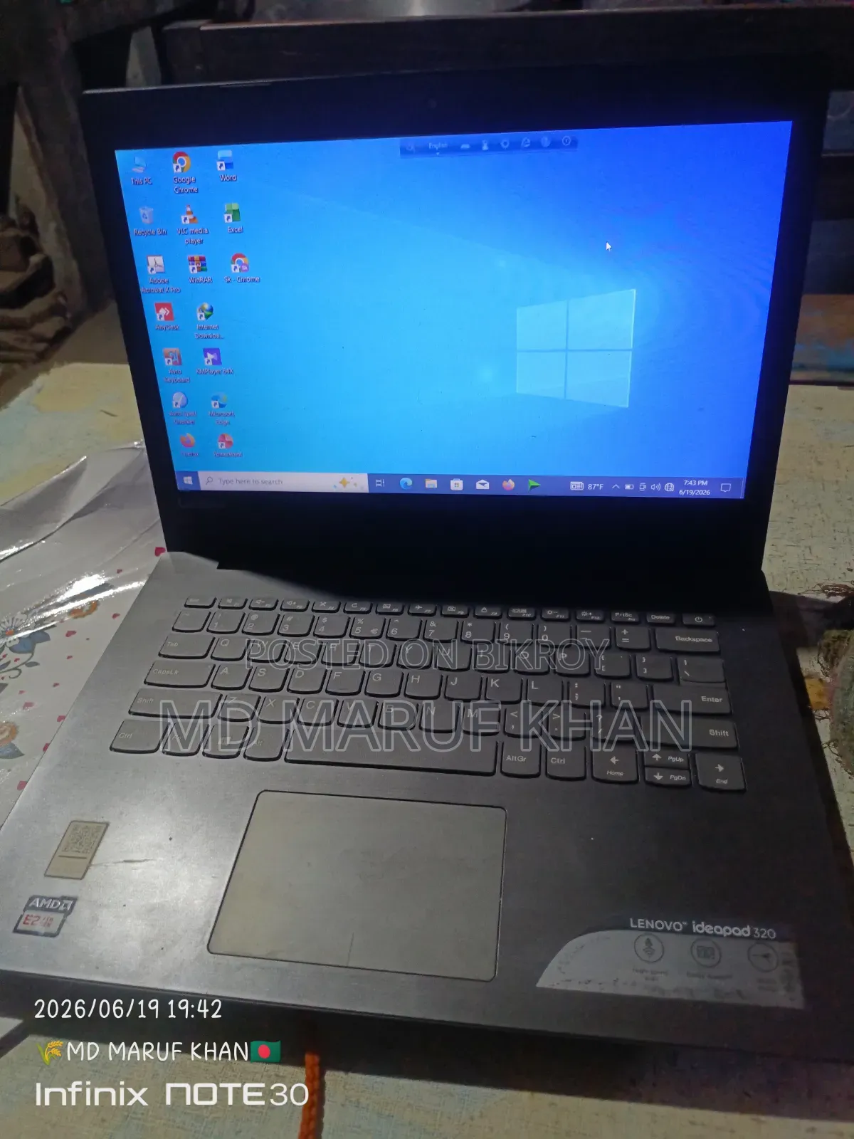 Laptop Lenovo IdeaPad 320 4GB Intel Core I3 HDD 128GB