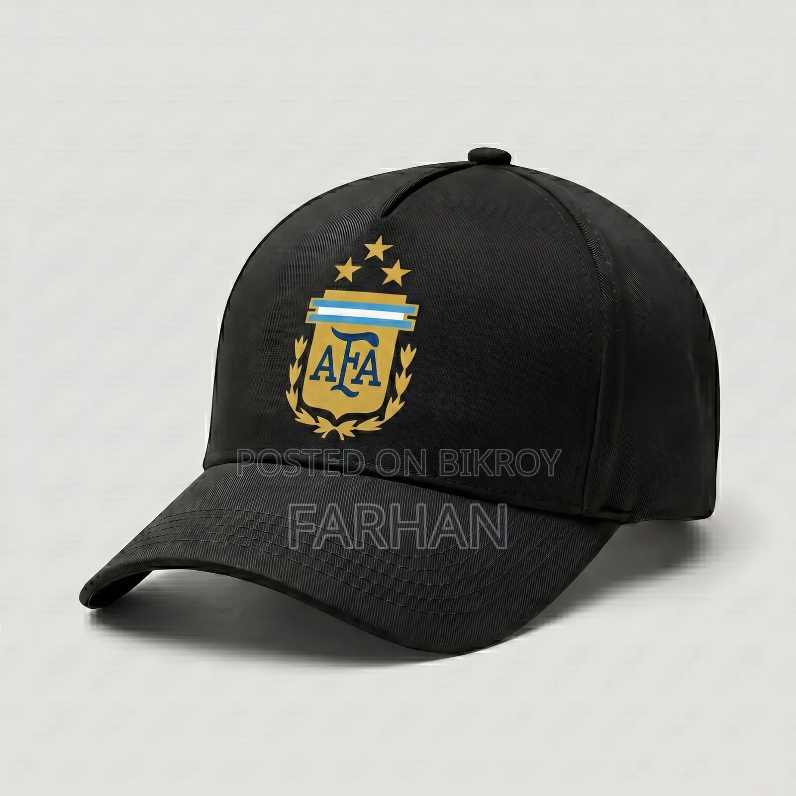Premium Black Argentina Afa Supporter Cap (3 Stars)