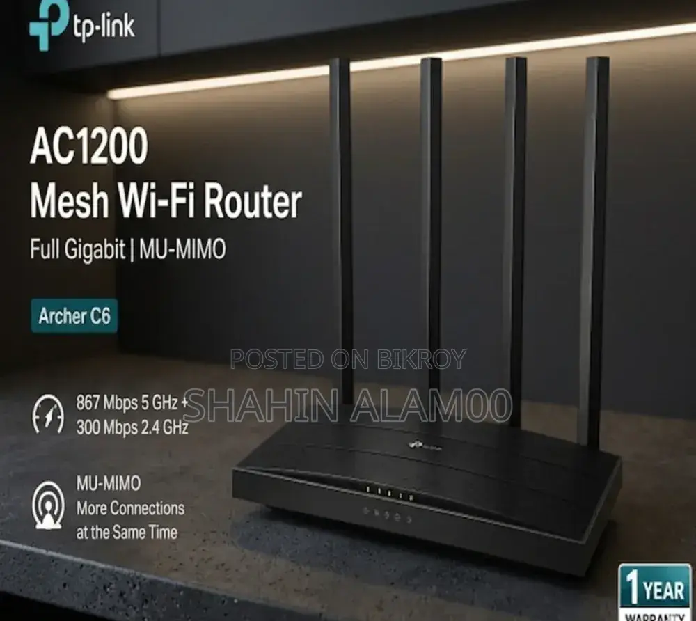 Tp-Link Archer C6 Ac1200 Mesh Wi-Fi Router 4 Antenna