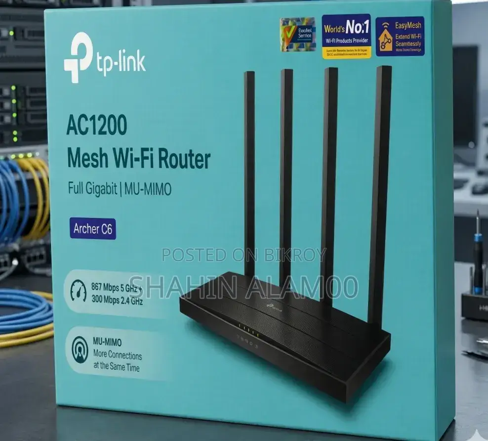 Tp-Link Archer C6 Ac1200 Mesh Wi-Fi Router 4 Antenna