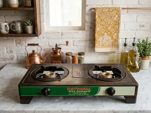 A pair of gas stoves and a cylinder bottle
