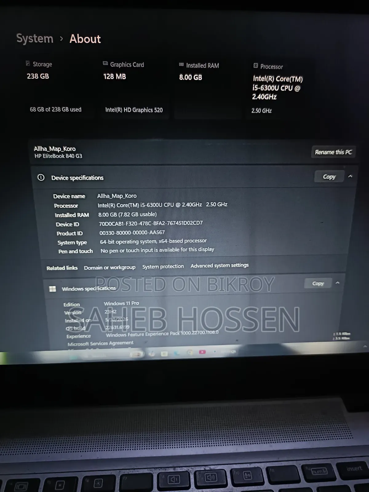 Laptop HP EliteBook 840 G3 8GB Intel Core i5 SSD 256GB