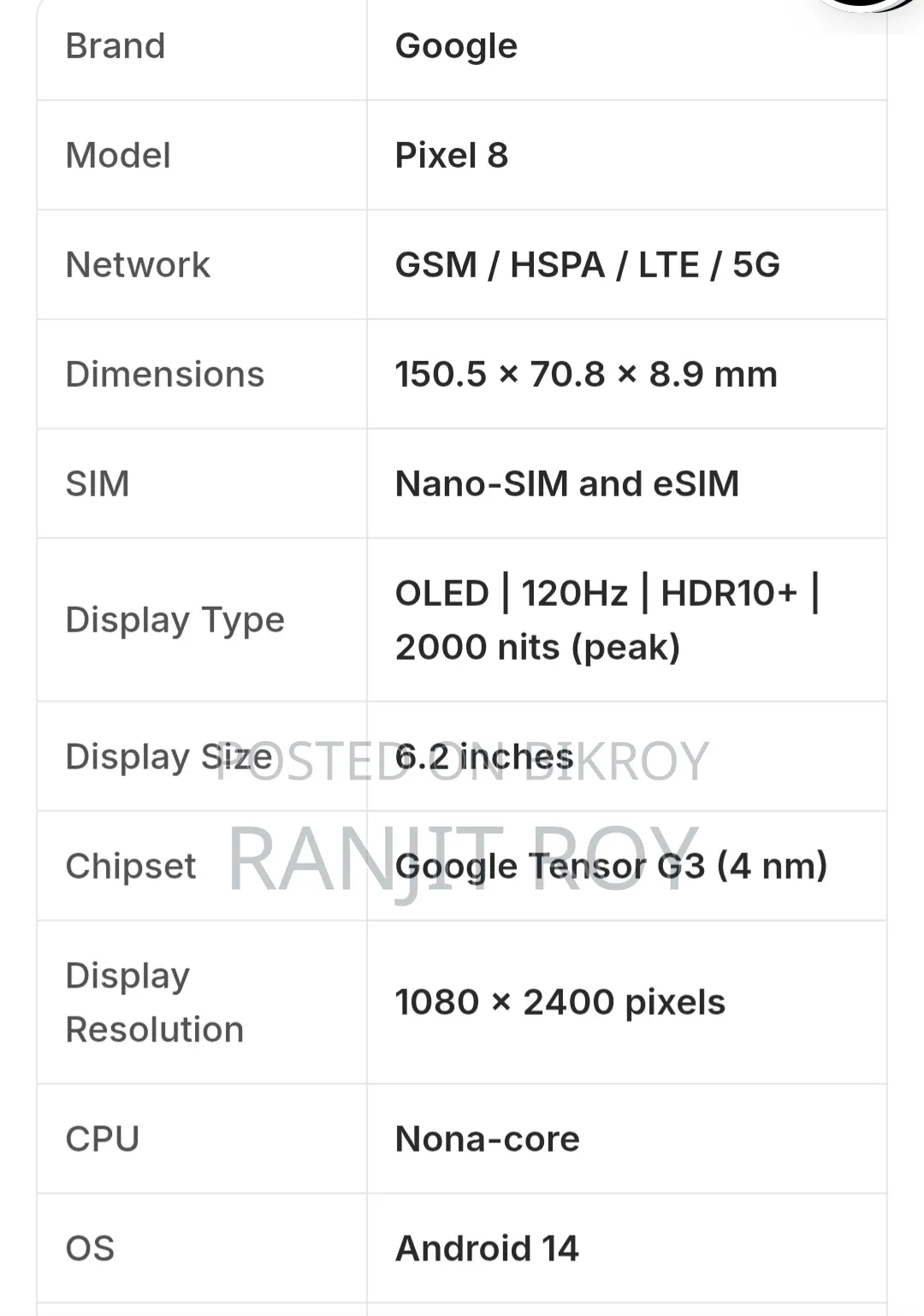 Google Pixel 8 256 GB Pink