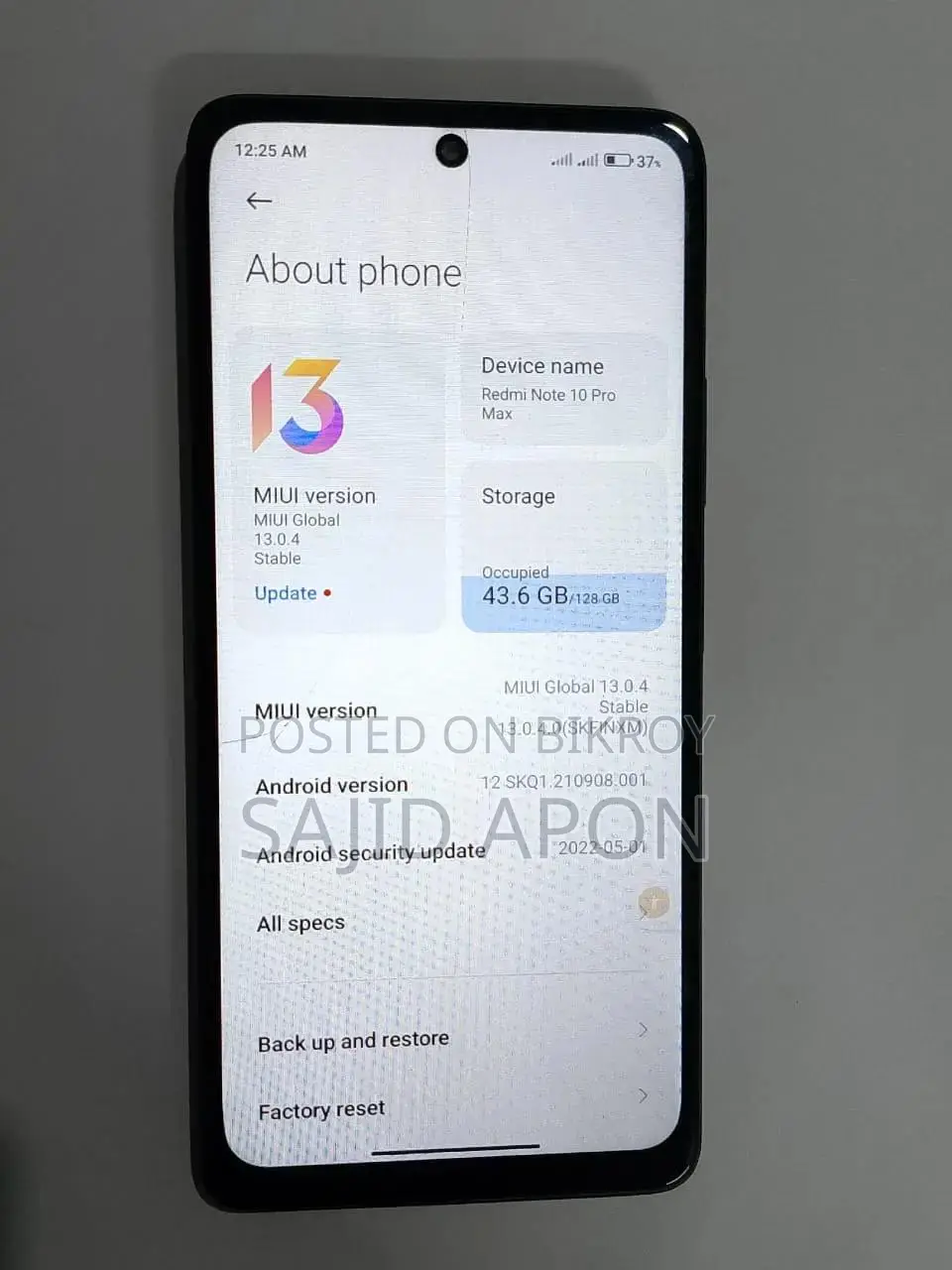 Xiaomi Redmi Note 10 Pro Max 128 GB Gray