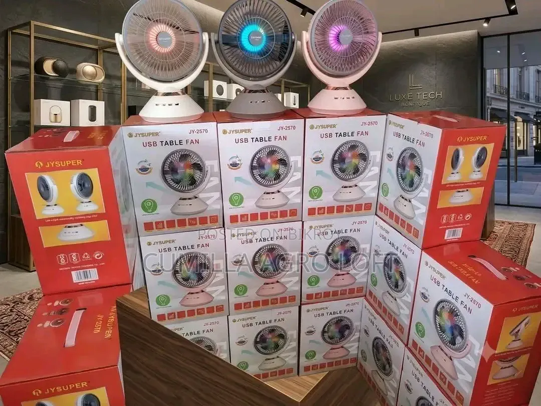 🔥 Jy Super 2570 Rechargeable Fan / Rgb Light 20hour Backup🔥