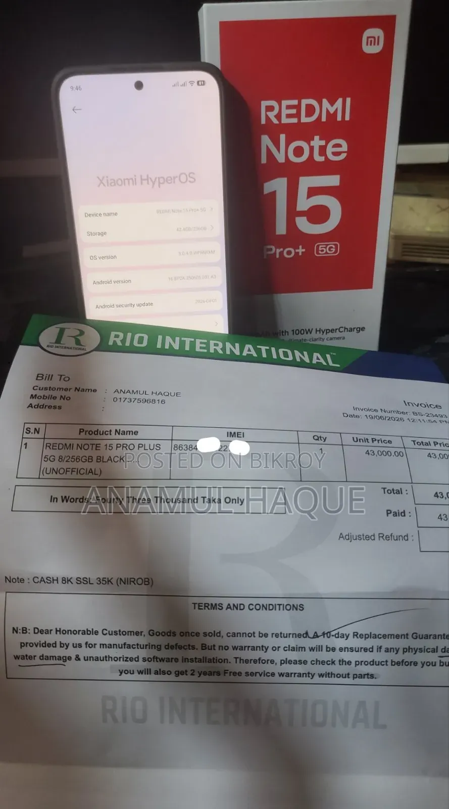 New Xiaomi Redmi Note 15 Pro+ 256 GB Black