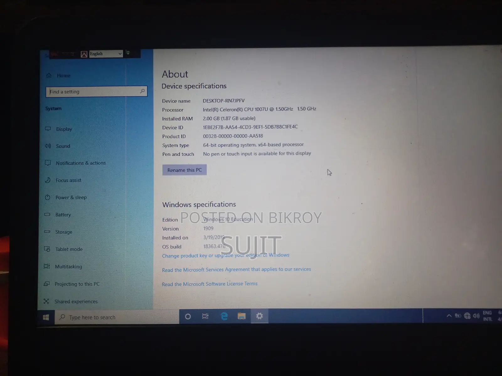 Laptop Dell Inspiron 14 1420 2GB Intel HDD 256GB