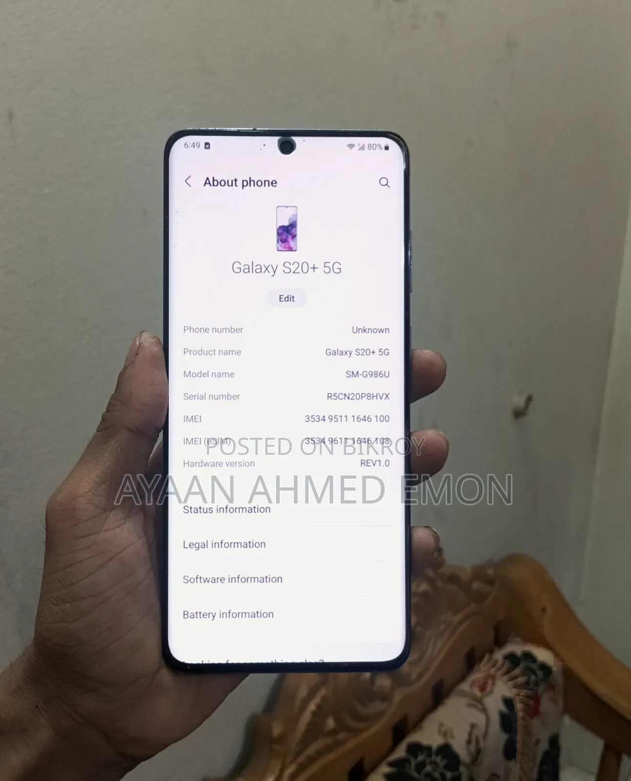 Samsung Galaxy S20+ 5G 128 GB White