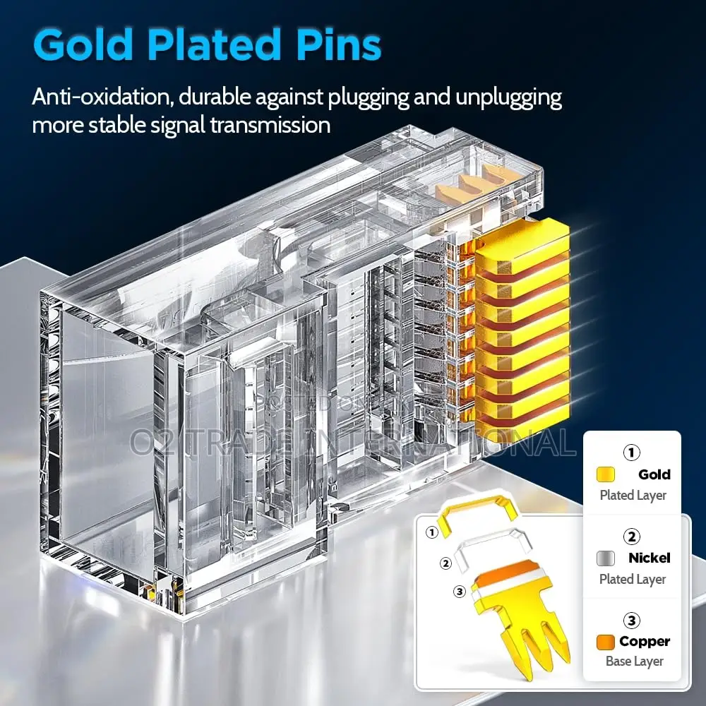 Ampcom RJ45 Pass-Through Cat6 Connector | 23-26 AWG | Gold Plated Pins