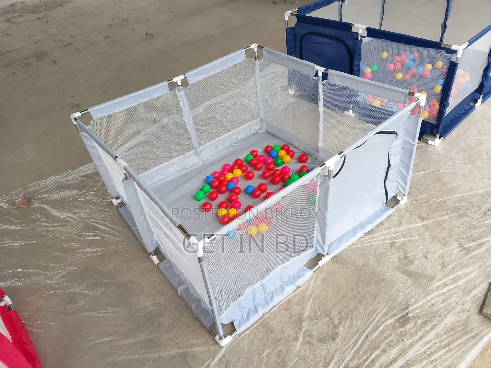 4×4 Feet Baby Playpen With 50 Balls Waterproof Foam Mat Free