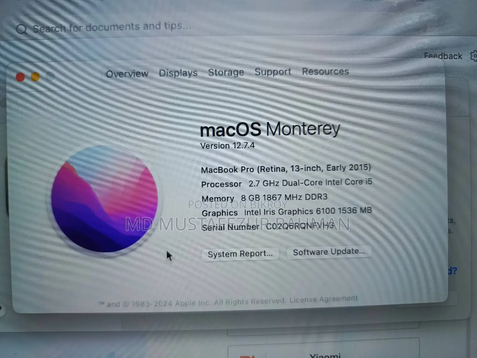 Laptop Apple MacBook 2015 8GB Intel Core I5 SSD 128GB