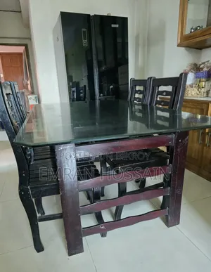 Dining Table Wooden Black With 4 Chairs