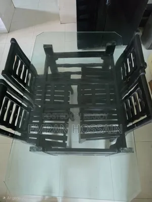 Dining Table Wooden Black With 4 Chairs