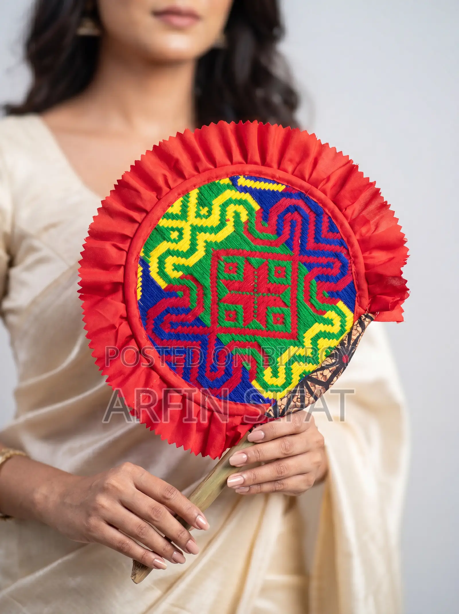 Pair of Nakshi Hand Fans | Nakshi Kantha Embroidery