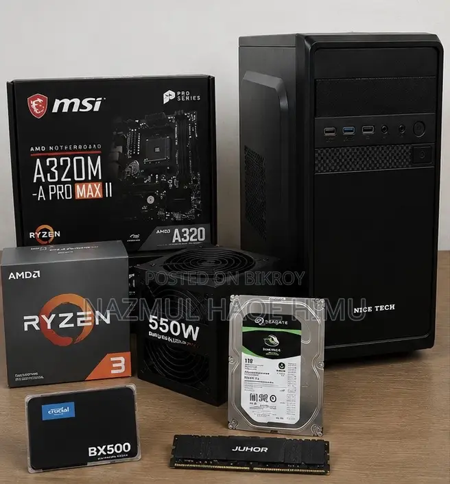 Desktop Computer MSI model 8GB AMD Ryzen 3 HDD+SSD 1T