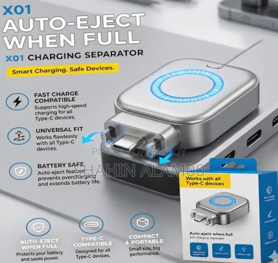 X01 Type-C Auto-Eject Charging Separator - Fast Charge Compatible