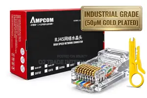Industrial Grade RJ45 Pass Through Connector | 100pcs | 50u Gold Plated