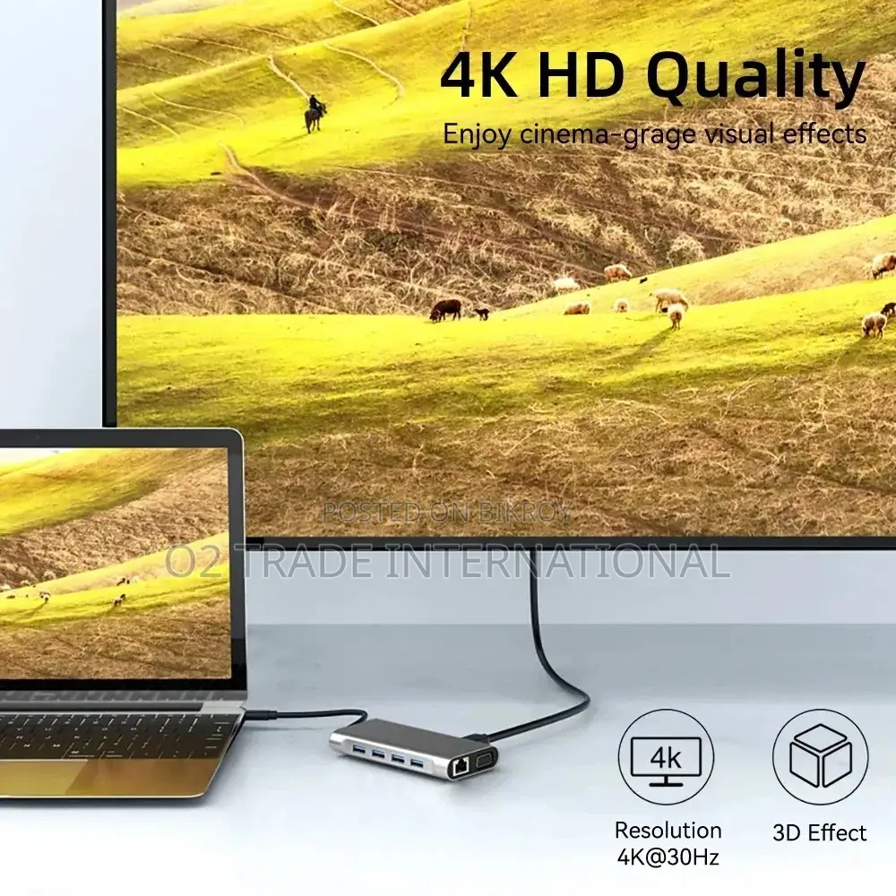 11 In 1 USB-C Hub Docking Station With HDMI VGA RJ45 Ethernet