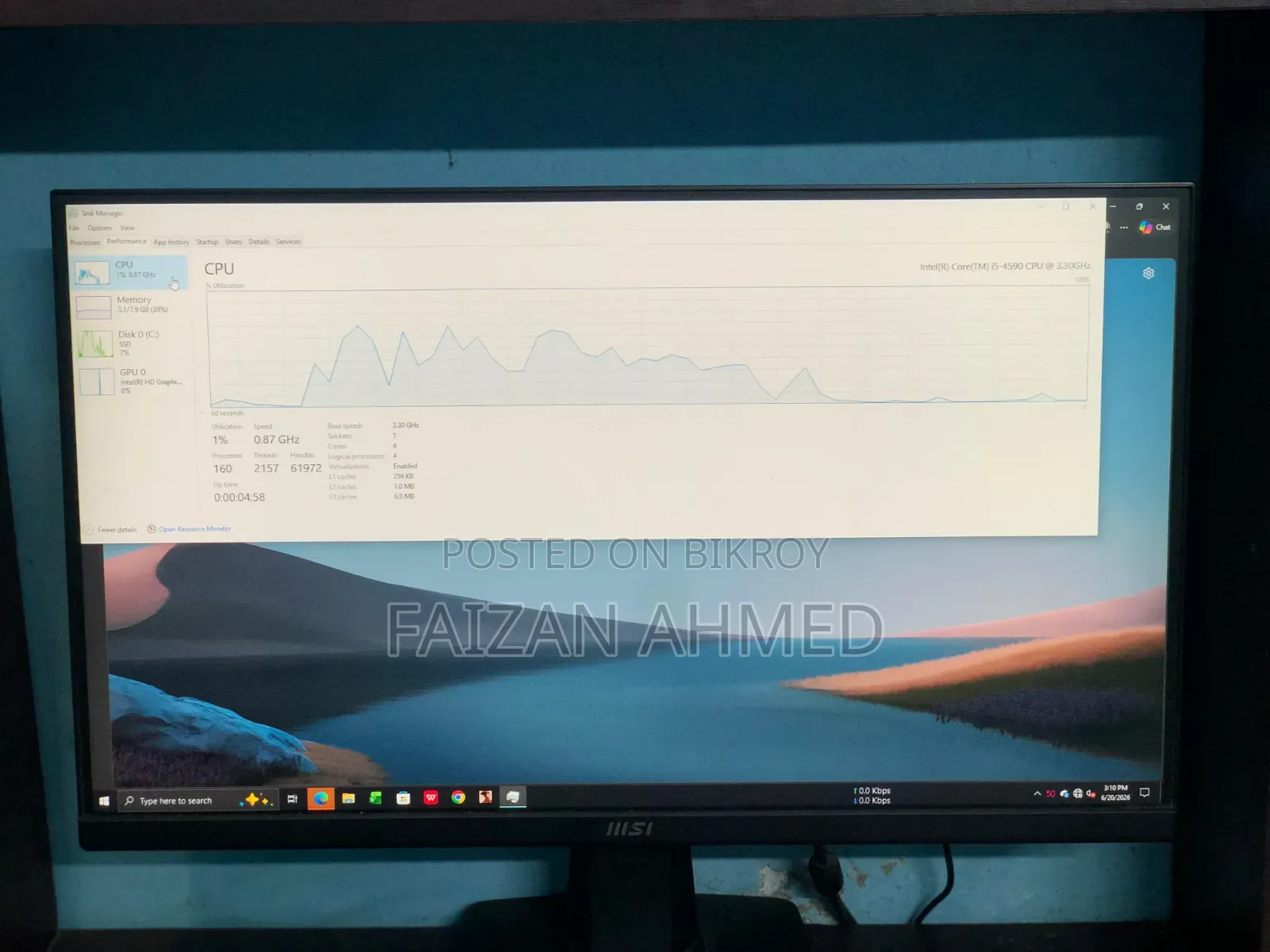 Desktop Computer 8GB Intel Core i5 SSD 128GB