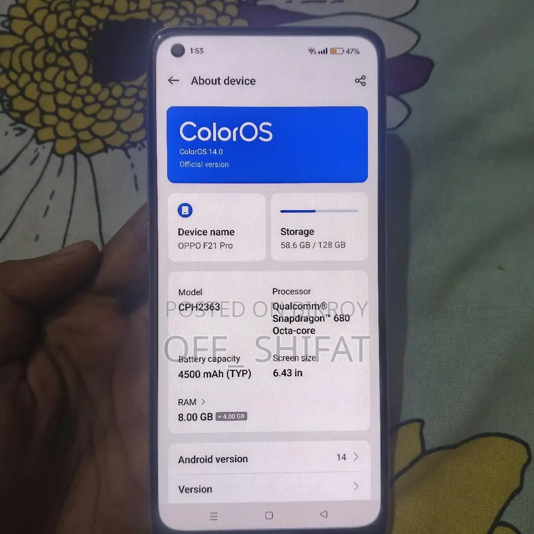Oppo F21 Pro 128 GB Yellow