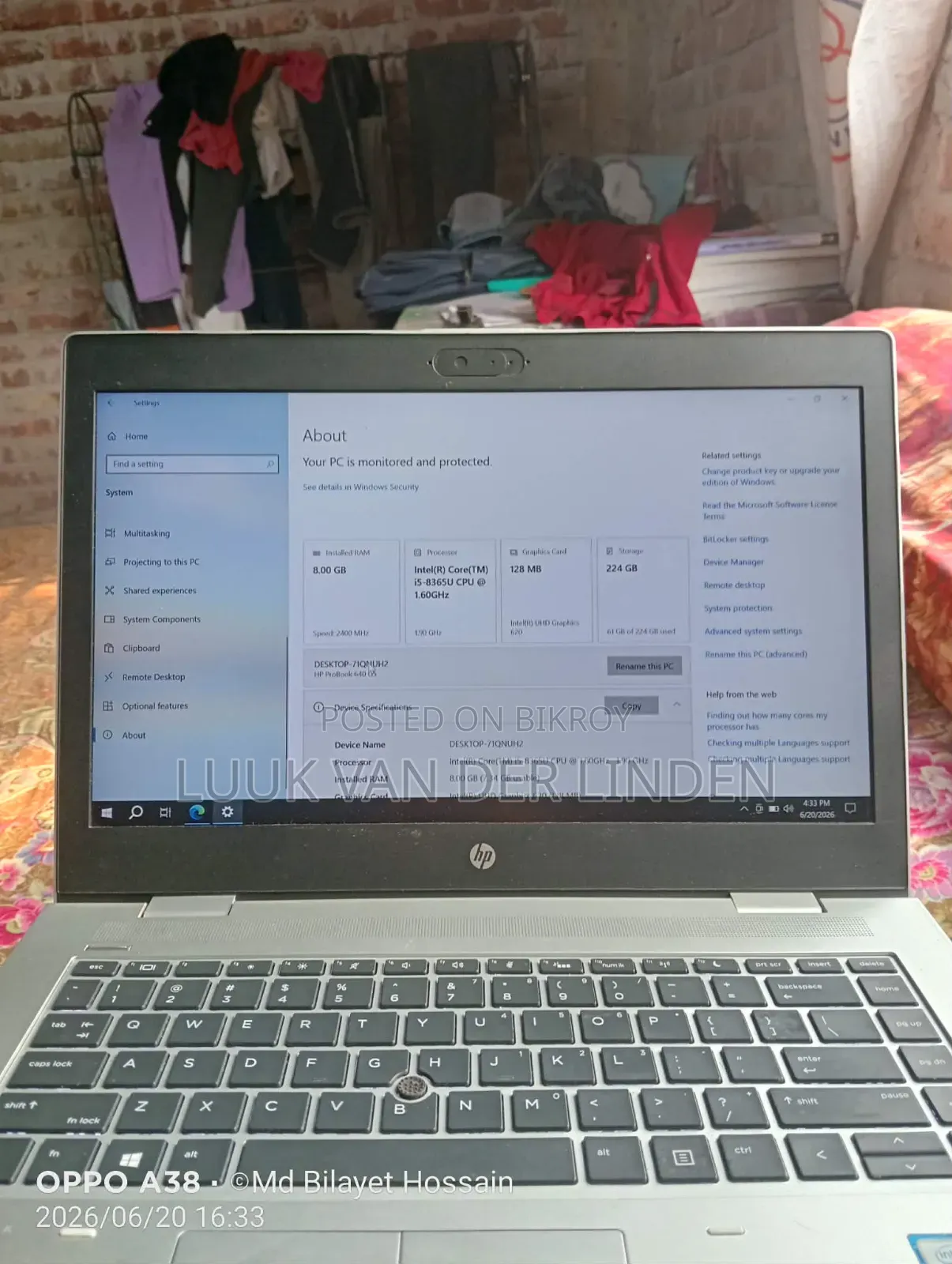 Laptop HP ProBook 640 G5 8GB Intel Core I5 HDD+SSD 128GB