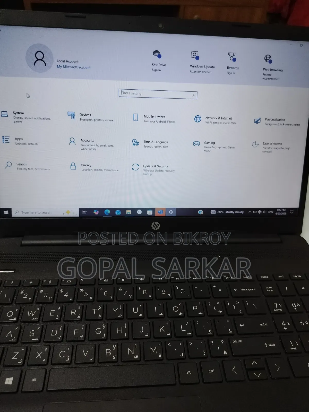 Laptop HP 15 4GB Intel Core i3 SSD 256GB