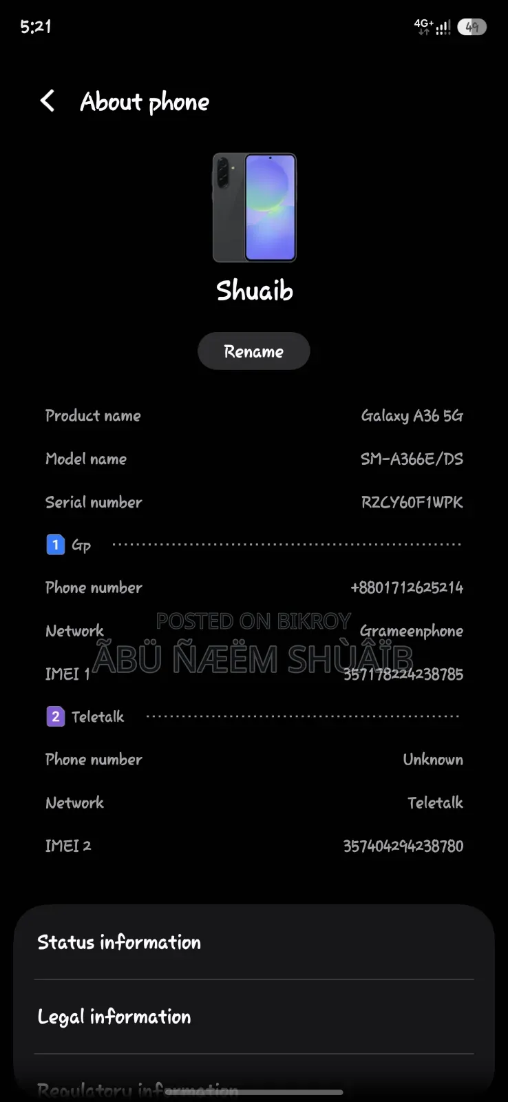 Samsung Galaxy A36 128 GB Black